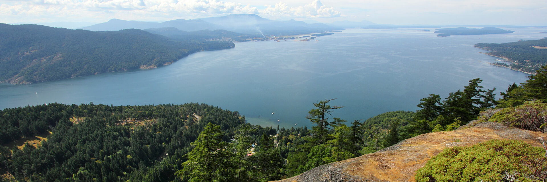 view of mountain and ocean on salt spring island